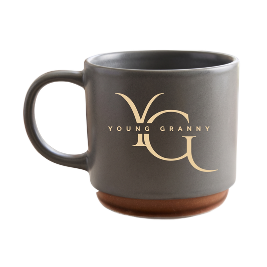 Ash mug with 'Young Granny' logo