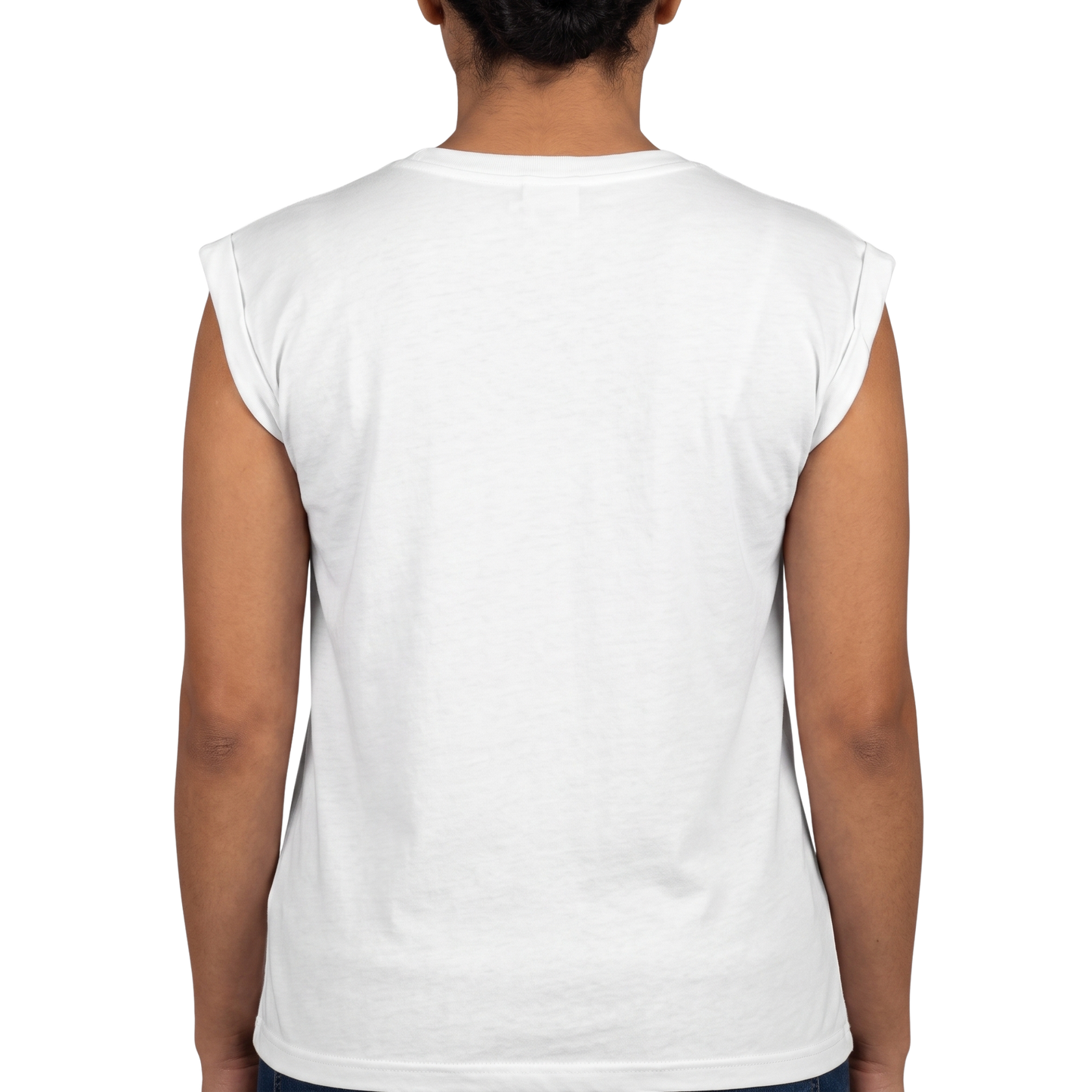 Medium White sleeveless shirt worn by a person - M