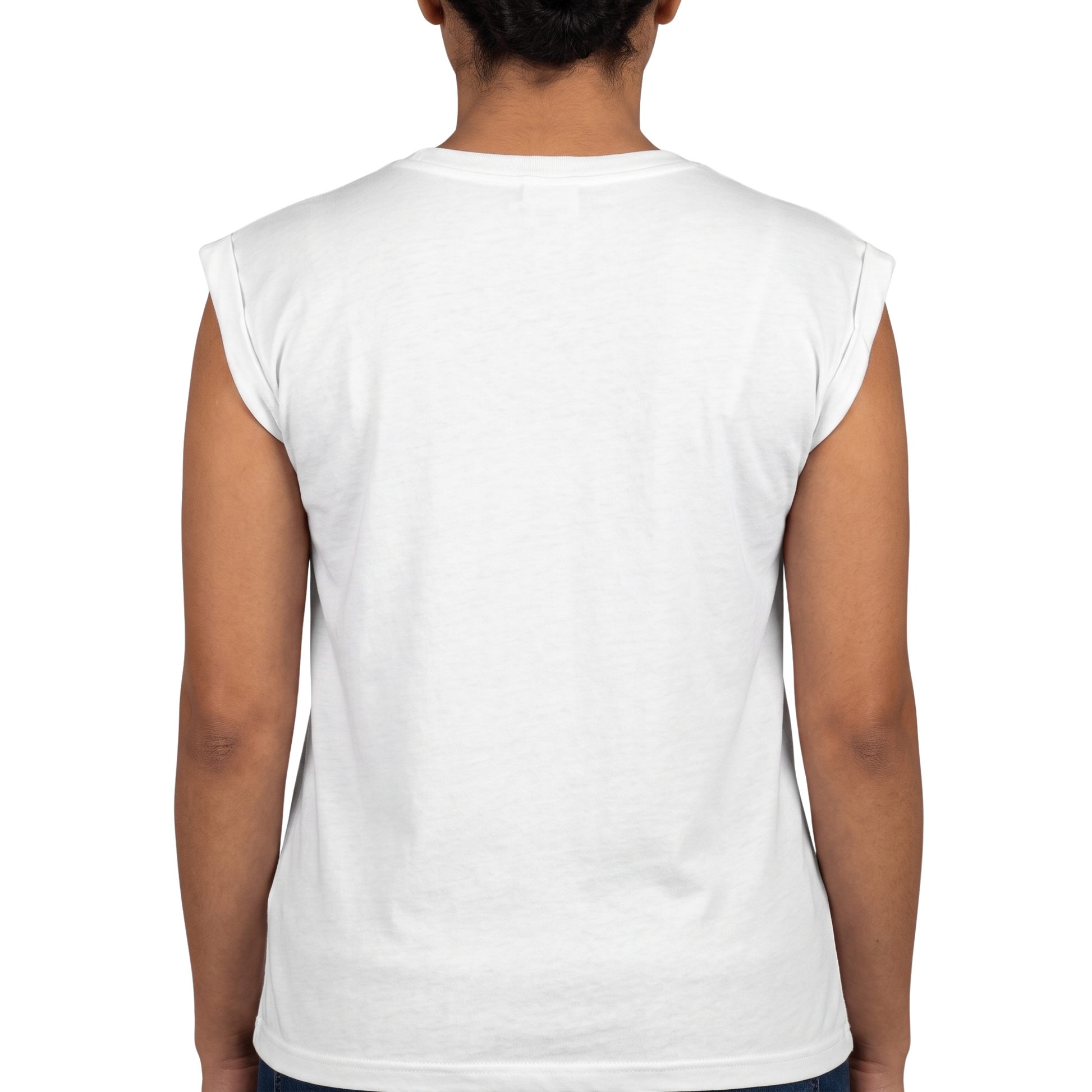 Medium White sleeveless shirt worn by a person - M