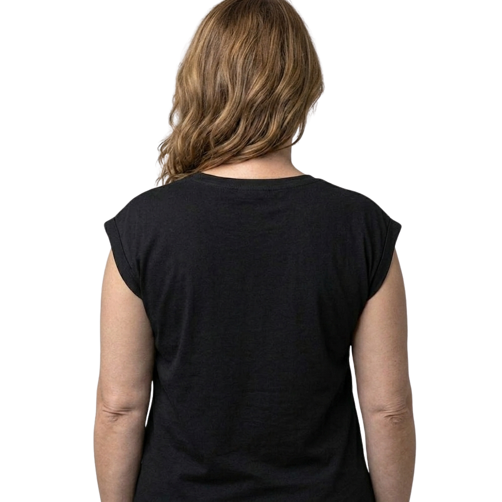 Person wearing a black sleeveless top L